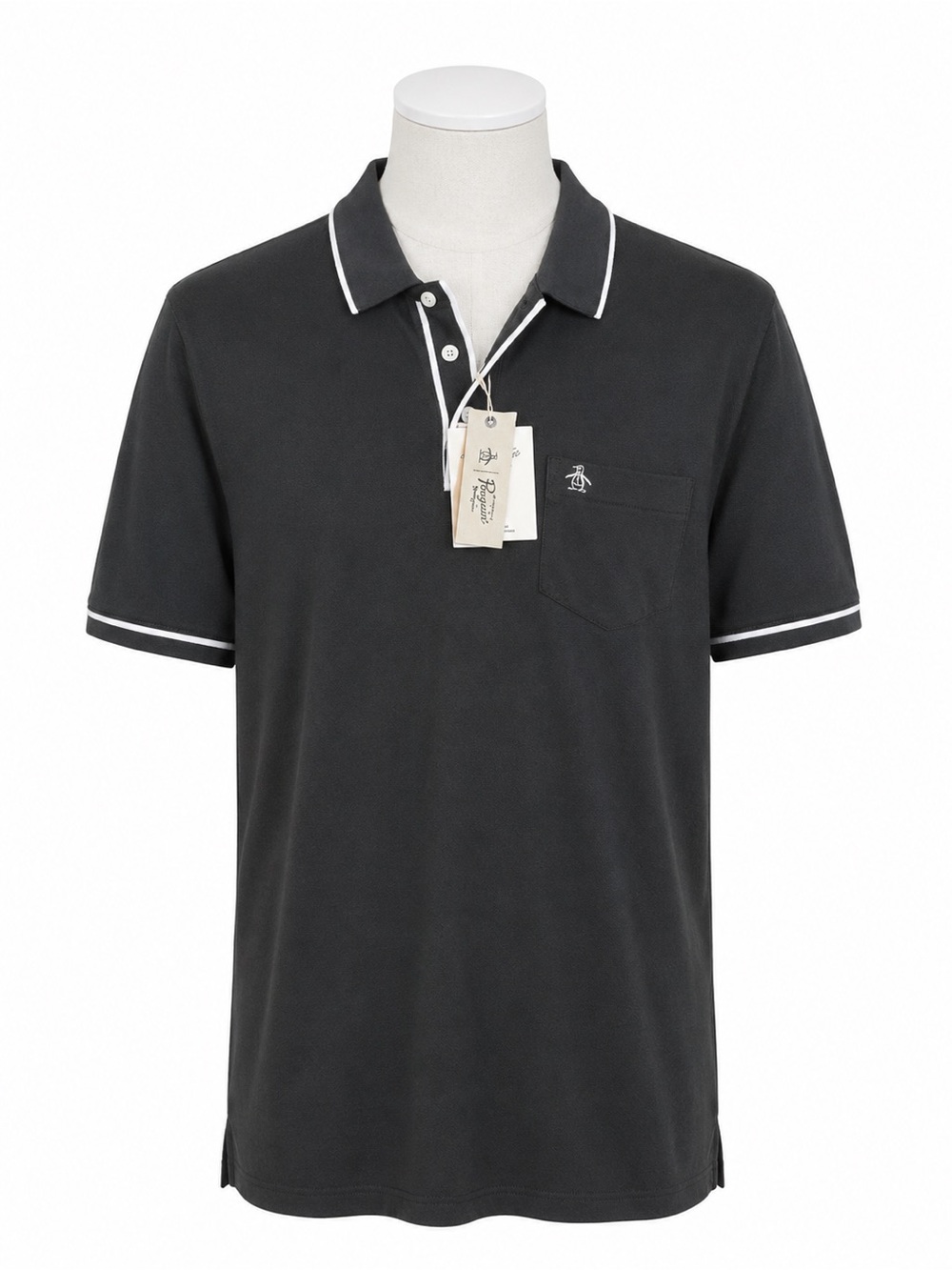 NWT Penguin Mens Polo Shirt Caviar Gray Large